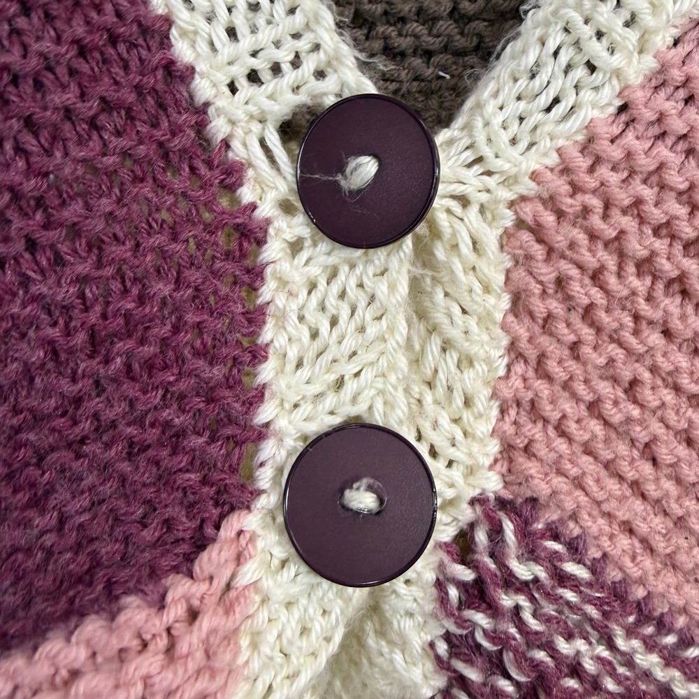 Handmade M/L Oversized Cardigan Pink Knit Cozy Boho Patchwork Artsy‎ Grandma Y2K - Picture 5 of 9